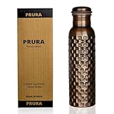 PRURA, ayurvedische Kupfer-Wasserflasche, auslaufsicheres naturreines Kupfergefäß 900ml/30oz