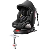 Veitoalioy 360° i-Size drehbar Kindersitz kann, Kopfstütze einstellbar Autositz, Verstellbar ISOFIX Sicherheitssysteme geeignet 0-36 KG und 1-6 Jahre alt Träger (Black with Pedal stand)