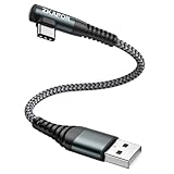 ZKAPOR USB C Kabel 90 Grad Winkel Kurz 15CM, Ladekabel USB C Nylon Geflochtenes Schnellladekabel USB C für Phone 15/15 Pro Max, Samsung Galaxy S24/S23/S22/S21, Note 10, Huawei P40/P30, Google Pixel