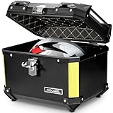 MOCOERL Motorradkoffer Topcase schwarz große Kapazität 45L -Wasserdicht ABS Plastik Top Case Gepäckträger Koffer Motorrad Box-Universelle Befestigungshalterung