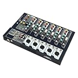 TaNeHaKi Sound Mixer 7 Kanäle Audio Mixer Music Mixer DJ Mixer 7 Kanäle Sound Mixer Audio Bluetooth USB Digital Audio Mixer +48V Phantomspeisung Effektive Überwachung Schwarz