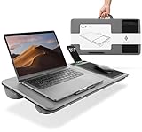 Simplain - Laptopkissen - Optimal zum Arbeiten aus dem Bett - Laptop unterlage bis zu 17 Zoll mit angenehmen Mauspad und praktischem Handyhalter