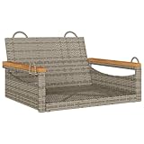 vidaXL Hängesessel, Hängebank mit Befestigungsringen, Hängeschaukel für Außenbereich, Schaukelbank Gartenschaukel, Modern, Grau Poly Rattan