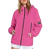 Generisch Regenjacke Damen Funktionsjacke Atmungsaktiv Softshelljacke Windbreaker Einfarbig Regenmantel Outdoor Leichte Fahrradjacke Übergangsjacke mit Kapuze Regenjacke Damen Wasserdicht Sports