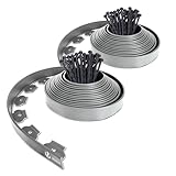 VOUNOT Flexible Rasenkante Kunststoff, mit 60 Erdanker, Länge 20m Höhe 5cm, Grau