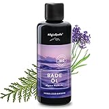 AllgäuQuelle® BIO-Badeöl mit Bio-Öle Allgäuer Nachtruhe Lavendel Zeder Mandarine (100ml). Natürlicher BIO-Badezusatz m. ätherische Öle. BIO Bade-Essenz naturrein und biologisch.