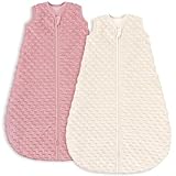 Yoofoss 2er Pack Schlafsack Baby Herbst Baumwolle 1.5 TOG Weich Babyschlafsack Neugeborene im 6-12 Monaten Perfekte für Frühling Herbst Beige und Aprikose