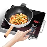 Sararoom Cerankochfeld Glaskeramikkochfeld Ceranfeld mit Stecker, 3500W Tragbar Elektrisch Herdplatte, Touch Steuerung Kochfelder, Kochplatte für Küche mit 4 Modi, 0-180 Min Timer, 1 Platten, 220V