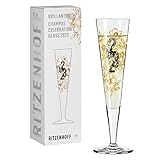 Ritzenhoff 1079013 Champagnerglas 200 ml Brillantnacht Champagner 2023 Designerstück mit Echt Made in Germany, Schwarz, Gold, Grau