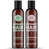 MOERIE Shampoo Set 2-teilig - Haarwachstum Shampoo & Conditioner gegen Haarausfall - Natürliches Haarwachstum beschleunigen - Veganes Haarwuchsmittel Frauen & Männer - Mineralien, Biotin & Coffein