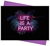 CherryCards FRUITPRINTS I 8er Set Einladungskarten & Umschläge I Format A6 I Motiv Life is a Party I Einladung Erwachsene Teenager Kinder Unisex