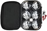 HOME It® Petanque Set | Outdoor Spiele für Erwachsene | 6x Petanque Kugel (73mm, 720g) mit Holz-Gris, Maßband & Tragetasche | Perfekt für Garten, Strand & Turniere