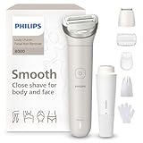 Philips Lady Shaver Series 8000 - kabelloser elektrischer Rasierer, nass und trocken, 3 Klingen, flexibler Scherkopf, LED-Licht, Gesicht/Beine/Körper/Bikinizone, 100 Min. Laufzeit, Modell BRL159/00