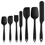 Homikit Silikon Spatel Set, 7 Stück Hitzebeständig Teigschaber Küchenutensilien zum Backen, Kochen Mischen, Nahtloser & Flexibel, Antihaft & Spülmaschinengeeignet, Schwarz