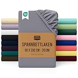 Utopia Bedding - Spannbettlaken 90x200cm - Grau - Oeko-Tex Zertifiziertes Gebürstete Polyester-Mikrofaser Spannbetttuch - 35 cm Tiefe Tasche