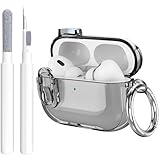 GARTOO Schutzhülle für Airpods Pro 2. Generation, für Herren und Damen, mit Reinigungsset, Schlüsselanhänger, kompatibel mit Air Pod Pro 2. / 1. Generation, für Mädchen und Kinder, transparent,