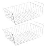 2er Set WELLGRO Schrankkörbe zum Einhängen aus Metall - ca. 41 x 25 x 14 cm (LxBxH) - schaffen Sie zusätzlichen Platz - weiß