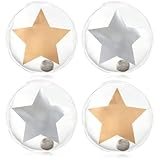 com-four® 4X Taschenwärmer wiederverwendbar - Handwärmer mit Stern Motiv - Wärmepad für kalte Tage und für unterwegs - Wärmeknickkissen (04 Stück - großer Stern Transparent)