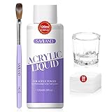 Saviland Acryl Liquid für Nägel Set: 120ml MMA-Frei Acryl Liquid Flüssigkeit【Superkleber】Nagel Pinsel Nail Cleaner Pads für Acrylpulver Acryl Nagelset Nailart Maniküre Weihnachten Geschenkset Frauen