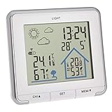 TFA Dostmann Wetterstation Funk Life, digitale Funkwetterstation, Luftfeuchtigkeit, Temperatur, mit Hintergrundbeleuchtung, Wettersymbole, weiß, L 138 x B 28 (67) x H 125 mm