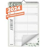 Planer für Zwei (Wandkalender 2024 mit 2 Spalten im A4 Format) - Partnerkalender für Paar - Paarkalender - Kalender zum Aufhängen für zwei Personen (ganzes Jahr) - Eucalyptus