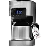 Profi Cook Kaffeemaschine | 8-10 Tassen | Zeitschaltuhr | Sensor Touch-Bedienung | doppelwandige Thermoskanne mit 1,2 Liter Volumen | Aromaverschluss | Edelstahl Filterkaffeemaschine | PC-KA 1191