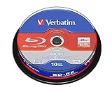 Verbatim BD-RE Single Layer Blu-ray Rohlinge 25 GB, Blu-ray-Disc mit 2-facher Schreibgeschwindigkeit, mit Kratzschutz, 10er-Pack Spindel, Blu-ray-Disks für Video- und Audiodateien