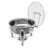 Edelstahl Chafing Dish Rund 4L/6L Speisenwärmer Wärmebehälter Suppenwärmer Bain Marie Speisen Warmhaltebehälter Suppentopf Chafing Dishes Set für Catering Buffet und Party (4L)