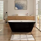 i-flair Freistehende Badewanne 150x75 cm LUGANO Design - aus Acryl in Schwarz - Weiß – verschiedene Größen