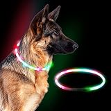 Leuchthalsband Hund, Aicharynic LED Hunde Halsbänder USB Wiederaufladbare Farbwechsel Längenverstellbarer LED Hundehalsband 3 Blinkende Lichter Sicherheit Halsband für Hunde