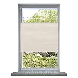 Plissee Faltrollo Rollo Plisseerollo' Verdunklungsplissee, Dachfenster Rollo, Sichtschutz Fenster, Fensterrollo, Plissee Verdunklung, 60x125cm Creme