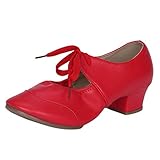 2024 Frauen Damen Tanzen Abschlussball Ballsaal Latein Ballett Tanz Singles Schuhe Heels mit Design, rot, 40 EU