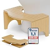 LEBLUX Klappbarer Toilettenhocker aus Bambus Holz - Rutschfester WC-Hocker für Erwachsene Ergonomischer Klohocker fürs Badezimmer effektiv gegen Hämorrhoiden Blähbauch - Verstopfung & Blähungen.