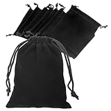 Telooco 20 Stück Schmuckbeutel Samtbeutel mit Kordelzug 8x10cm Schmucksäckchen Kleine Halskette Ohrringe Schmuck Samtsäckchen Schwarz Klein Samtbeutel für Hochzeit Weihnachten Süßigkeiten