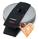 Cloer 1629 Waffeleisen für klassische Herzwaffeln, 930 W, Waffelgröße 15,5 cm, stufenlos wählbarer Bräunungsgrad, Metall