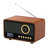 Mycket DAB/DAB+ Digitalradio, Retro UKW Radio, Batterien & Netz Bluetooth Lautsprecher, Wiederaufladbarer Musikplayer mit AUX In/U-Disk, 80 Voreingestellte Sender, Holzoptik Finish