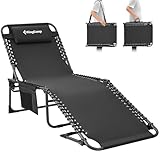 KingCamp Sonnenliege Klappbar 5-Verstellbarer Rückenlehne Gartenliege klappbar Liegestuhl Strandliege Campingliege Klappbett mit Kopfkissen für Strand Garten Terrasse Pool Camping Outdoor Indoor