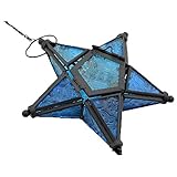 Sziqiqi Hänge Farblicher Fünf-Sterne Kerzenhalter Aus Glas, Eisen Kerzenhalter, Kerzenhalter Ornament Für Abendessen, Blau