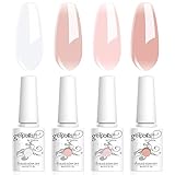 Vishine 4 Farben Semi-permanenter Gel Lack, klar, milchig weiß, rosa, Nagellack, natürliche Farbe, rosa, milchig weiß, klar Kristallgelee Soak Off UV LED Gel 8 ml