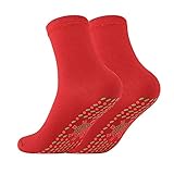 Tennis Socken Damen 3942 ReisestrüMpfe Damen Beheizte Socken Turmalin Selbstheizung magnetisch bequem Winter warm Overknees StrüMpfe Damen FüSslinge Herren 3942 (Red, One Size)