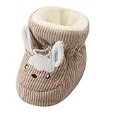 LOIJMK Wollschuhe Baby 12 Monate Kinderschuhe für Kleinkinder, Baumwollschuhe, plus Samt, dicke, warme, weiche Sohlen, süß, nicht vor die Schuhe Baby Winterschuhe Lammfell (Khaki, 20 Infant)