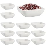 Nizirioo Dip Schälchen Saucenschälchen Quadratisch Dipschälchen 12-teilig Set Dip Schüsseln Dessertschalen, 7,3 x 2,7cm Weiße Sushi Schälchen für Snack Sushi Sojasauce Saucen, Beilagen und Frucht