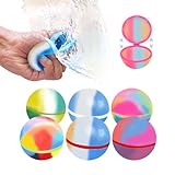 6 Stück Wasserbomben Wiederverwendbar Illusion Farbverlauf Wasserballons Eine Sekunde Schnellfüller Wasserbombe Set,Magnetische Wasserbomben Selbstschließend Silikon Splashball Wasserspielzeug