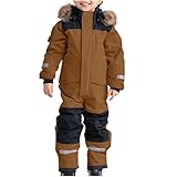 Generisch Schneeanzug Kinder Jungen Skianzug Thermo Skioverall Winter Warm Schneeoverall Winddicht Winteranzug Mit Abnehmbarer Matschanzug Outdoor Softshellanzug (Coffee, 12-13 Years)