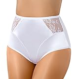 Bauchweg Unterwäsche Damen Miederslip mit Bauch-Weg-Effekt Shapewear Stark Formend Miederhose Slip Hochzeitsdessous Große Größen (M, Weiß)