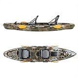 Crazy4Boating Kajak 395 cm Sit-on-Top 2er | Grau Camo | Robustes PE Familien- & Angelkajak (2+1) | Kippstabil & Unsinkbar | Komplett-Set inkl. 2 Sitze & 2 Paddel