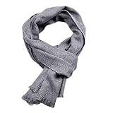 FAIRYGATE Schal Grau Kaschmir Schal Herren Warm Herbst und Winter Schal Herren Classic und Elegant Schals Frühling Winter Langer Grau Baumwollschal für Herren Dunkelgrau 12226