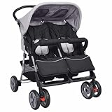 vidaXL Zwillingsbuggy Klappbar Kingderwagen Geschwisterwagen Zwillingswagen