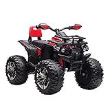 HOMCOM Elektro Quad für Kinder, 12V Kinder Quad mit Vorwärts-, Rückwärtsfunktion, USB-Anschluss, MP3-Musikplayer, Kinderfahrzeug mit Scheinwerfer 3-6 km/h, für Kinder 3-5 Jahre, Rot