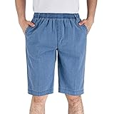 Generisch Rumity Herren Cargo Shorts mit 6 Taschen und Gürtel aus 100% Baumwolle | Männer Hose Herren Kurz Baumwolle Shorts Herren Kurz,Arbeitshose Kurz Herren Blau